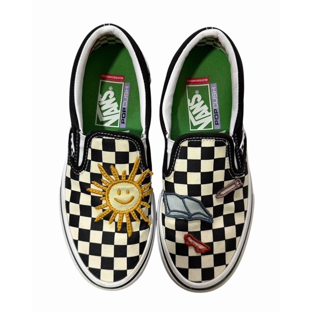 Vans Skate Slip-On x Skateistan-Check w/Patches Ultra Cush Men's 5 Women's 6.5
